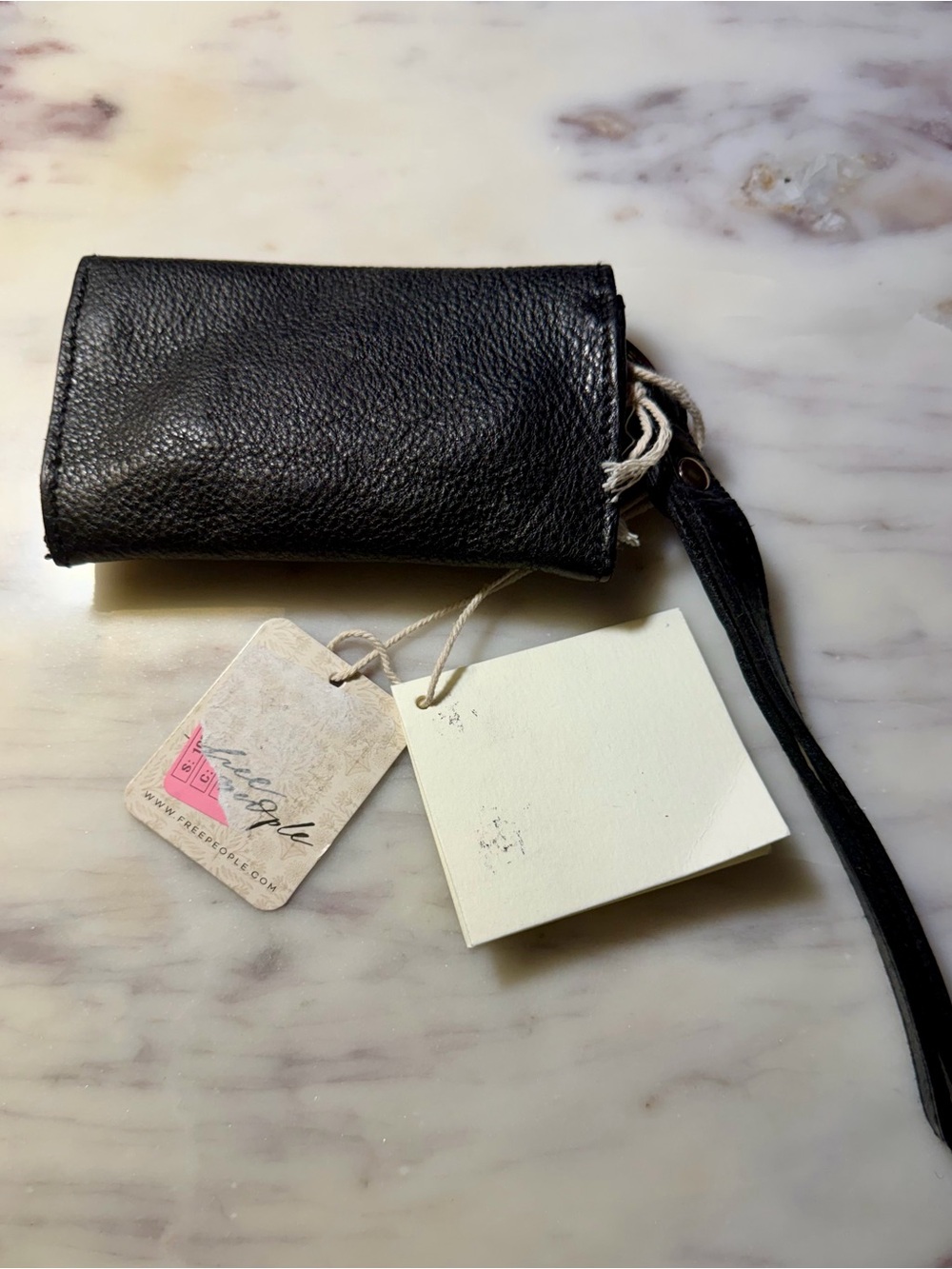 NWT Free People Leather Bag Lanyard in Black - Picture 3 of 3